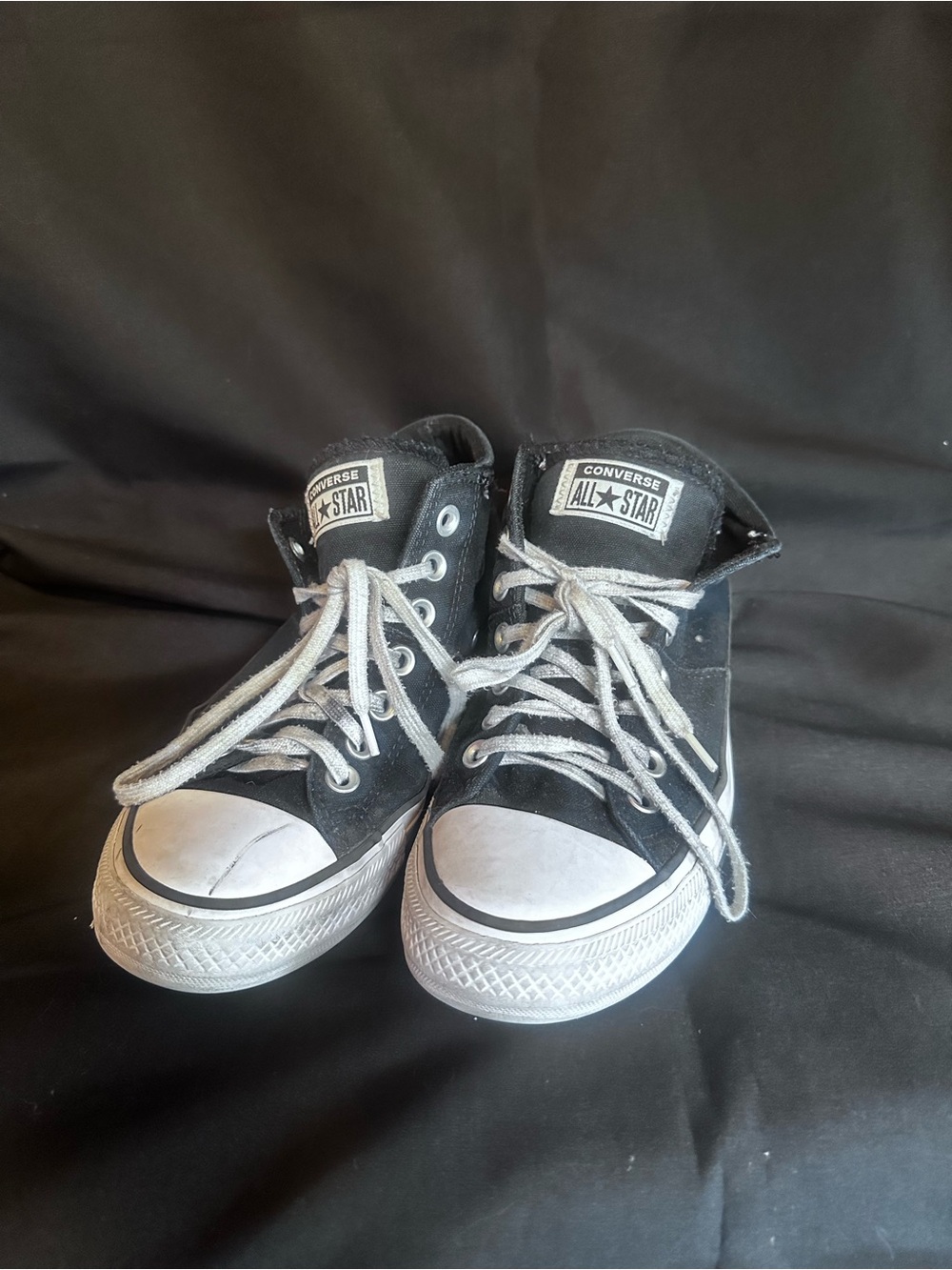 #S-1102 Converse Women’s Black High-Top Sneakers Sz 8